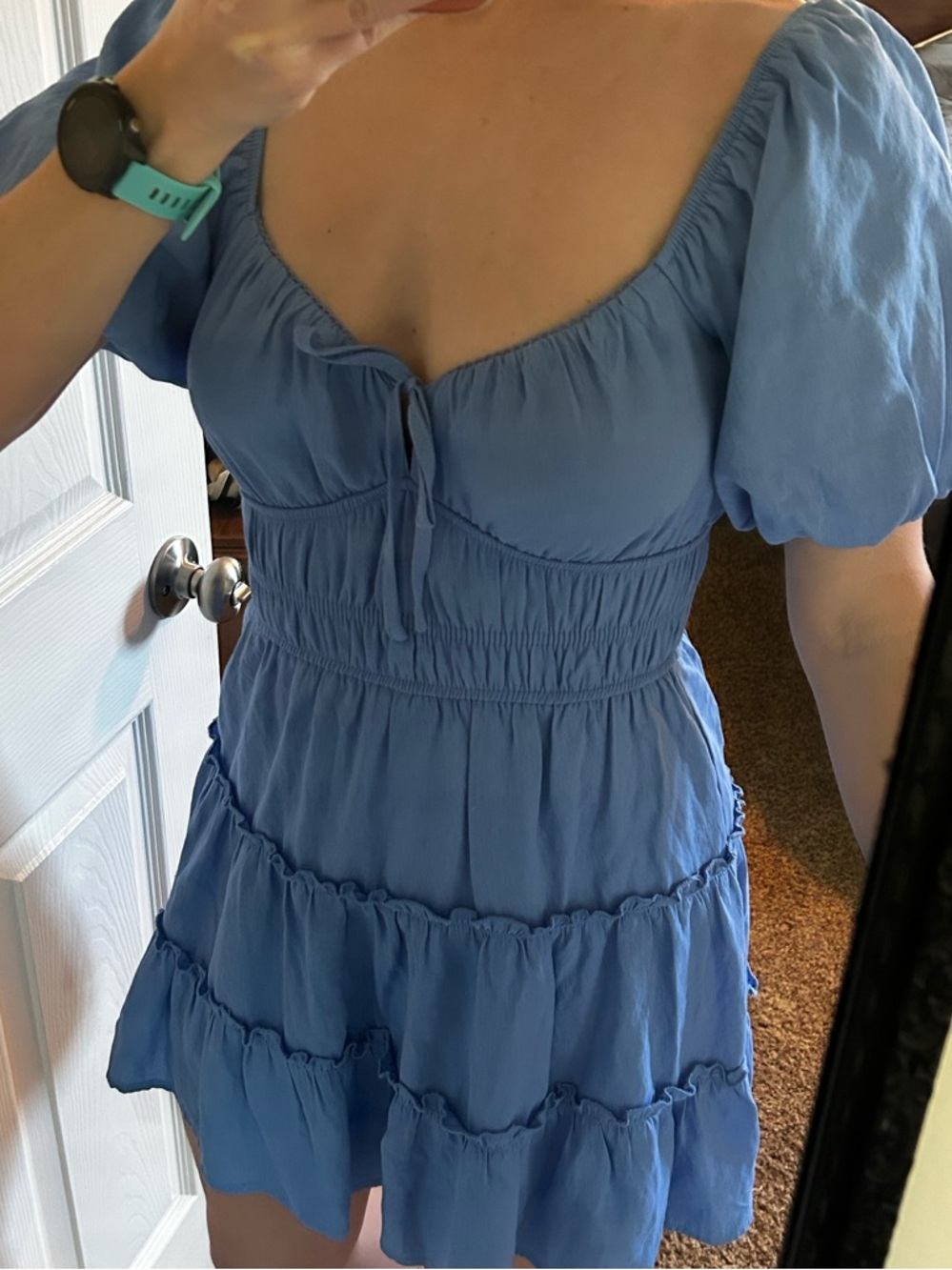 Trixxi Blue Tie-Front Mini Dress, size S